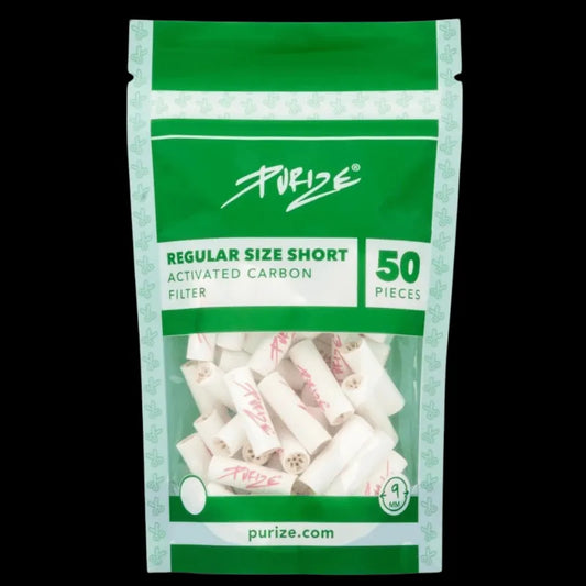 PURIZE Aktivkohlefilter Regular Short Size 9mm - weiß (50 Stück) - 420Strainz