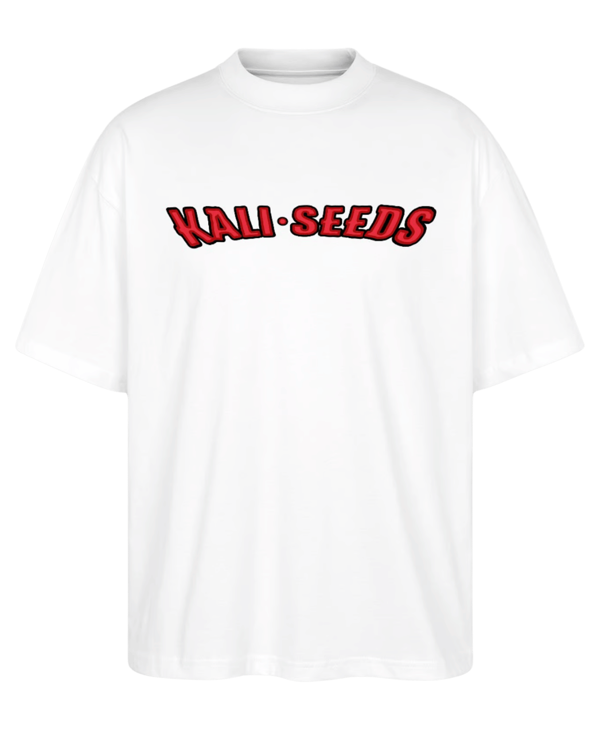 Weißes KaliSeeds T-Shirt mit stylischem Logo – hochwertiges Merchandise für Fans und Grower