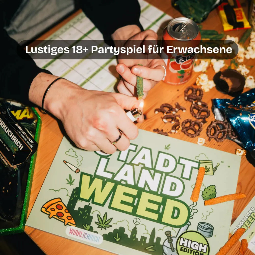 Stadt Land Weed – High Edition Partyspiel für Erwachsene - 420Strainz