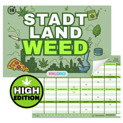 Stadt Land Weed – High Edition Partyspiel für Erwachsene - 420Strainz