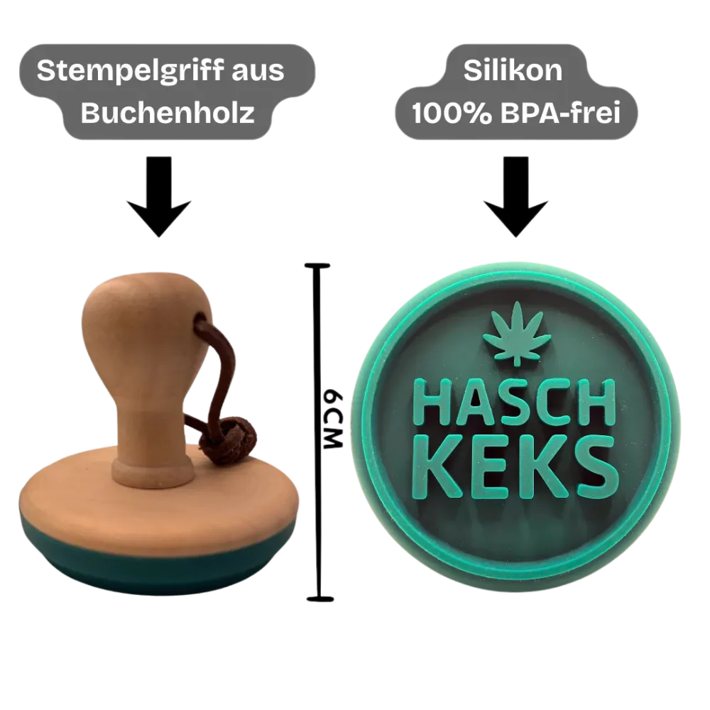 Hasch-Keksstempel | Weed Blatt Prägemotiv mit Buchenholzgriff - 420Strainz
