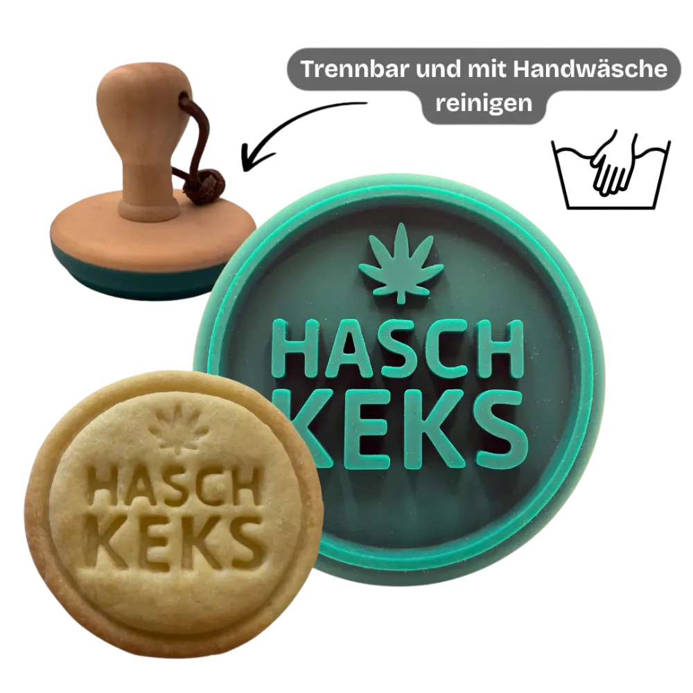 Hasch-Keksstempel | Weed Blatt Prägemotiv mit Buchenholzgriff - 420Strainz