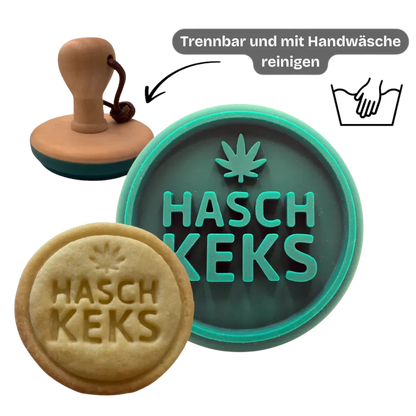 Hasch-Keksstempel | Weed Blatt Prägemotiv mit Buchenholzgriff - 420Strainz