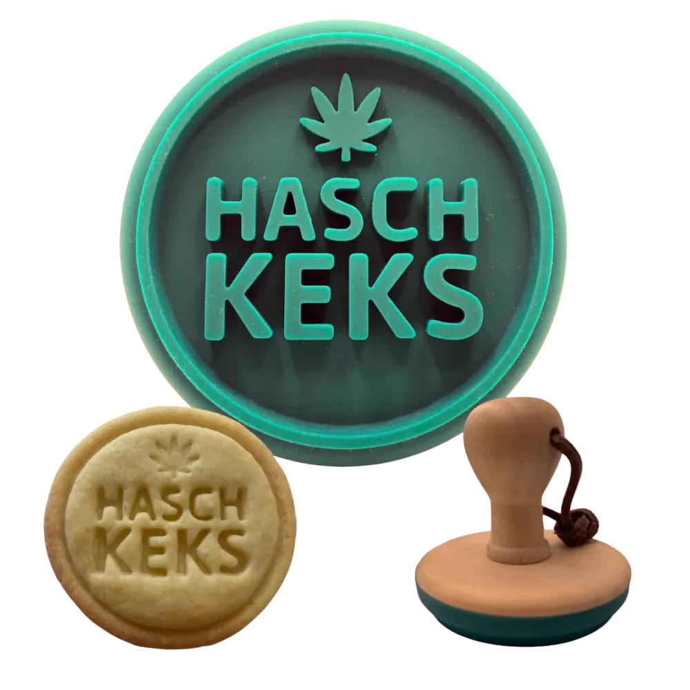 Hasch-Keksstempel | Weed Blatt Prägemotiv mit Buchenholzgriff - 420Strainz