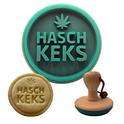 Hasch-Keksstempel | Weed Blatt Prägemotiv mit Buchenholzgriff - 420Strainz